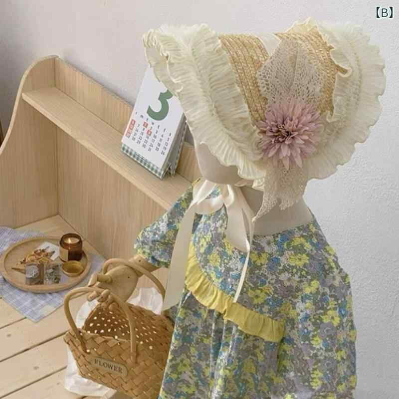 帽子 子供 ガーリー カントリー 調 レース リボン フリル ロリータ 風 可愛い 撮影...