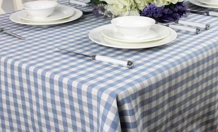 テーブルクロス おしゃれ 地中海 生地 青 チェック 柄 フラッグ ダイニング カフェ 布 シンプル 長方形 装飾 カジュアル 柔らかい