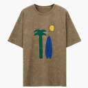Tシャツ レディース おしゃれ 半袖 薄手 通気性 涼しい 快適 リゾート ヤシ柄 夏