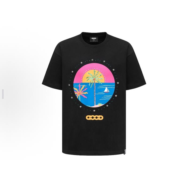 T-Shirts - Tシャツ メンズ レディース おしゃれ 半袖 ロゴ 花体 英字プリント ヤシの木 きらきら ゆったり カジュアル カップル
