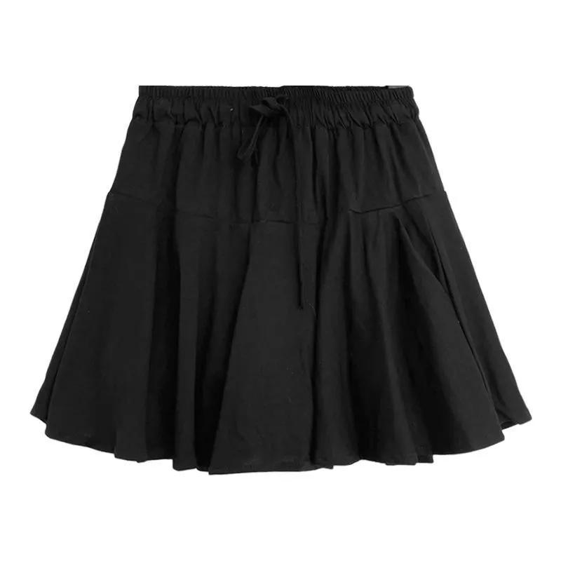 ミニスカート レディース おしゃれ 大きいサイズ 夏 Aライン ハイウエスト ショート丈 スポーティー プリーツ 体型カバー フレア ウエストゴム パンツ イン...