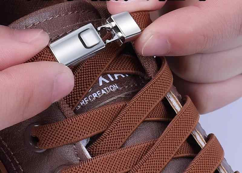 靴紐 結ばない 伸びる メンズ レディース 男女兼用 子供 平ロープ 固定 バックル 手間いらず ほどけない フリーサイズ スニーカー 簡単着脱 シンプル 黒 白 茶