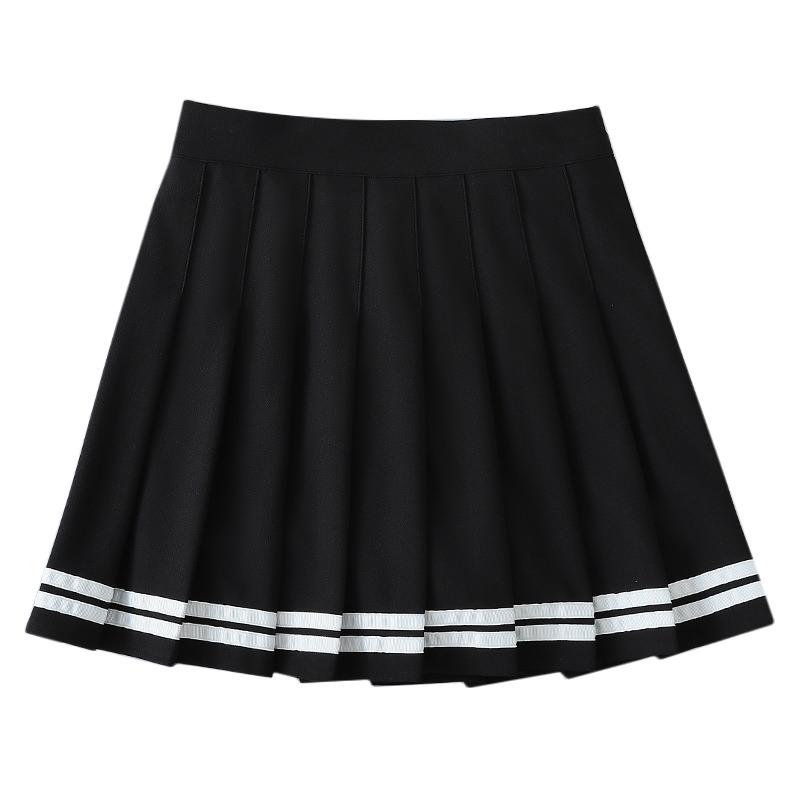 ミニスカート レディース おしゃれ 春夏 ハイウエスト プリーツ Aライン ショート丈 ストライプ 海軍風 学院風 スポーツ 細見え