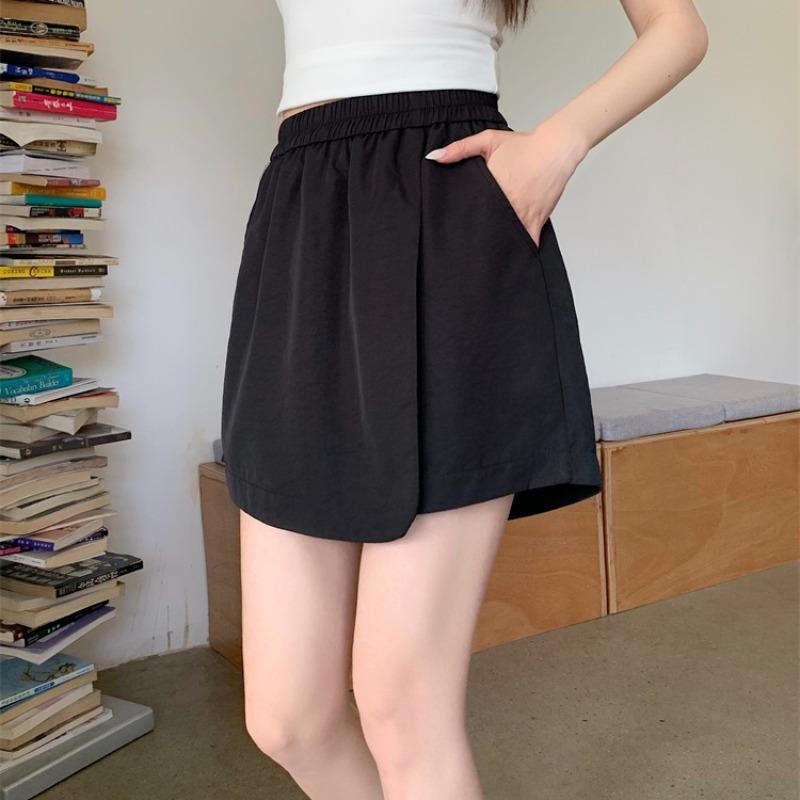 ミニスカート レディース おしゃれ 夏 小柄 短め ウエストゴム ハイウエスト 細見え Aライン 不規則 パンツ