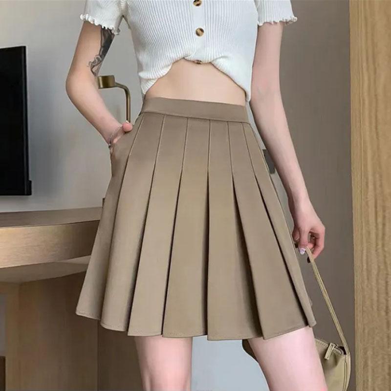 ミニスカート レディース おしゃれ 春夏 ポケット ウエストゴム プリーツ Aライン 大きいサイズ 体型カバー ショート丈