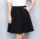 ミニスカート レディース おしゃれ ブラック 春夏 大きいサイズ Aライン フレア シンプル ハイウエスト 無地 ウエストゴム プリーツ ダンス