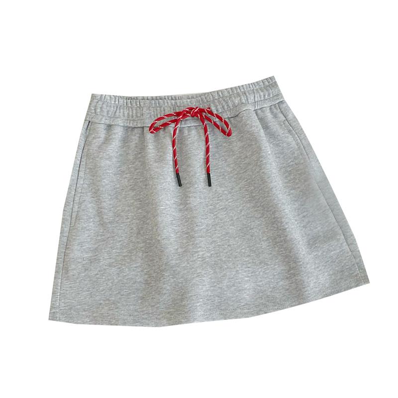 ミニスカート レディース おしゃれ 春夏 カジュアル ゆったり スポーティー ドローストリング ウエストゴム 体型カバー 無地 シンプル