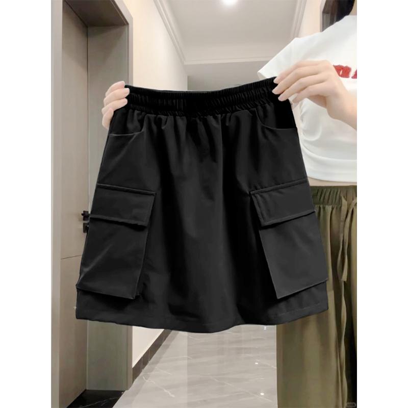ミニスカート レディース おしゃれ 黒 aライン 速乾 ウエストゴム カジュアル ポケット スポーツ アウトドア 夏