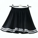 ミニスカート レディース おしゃれ 春夏 海軍風 スポーツ ハイウエストゴム Aライン ショート丈 学院風 テニス ふんわり ボリューム ストライプ