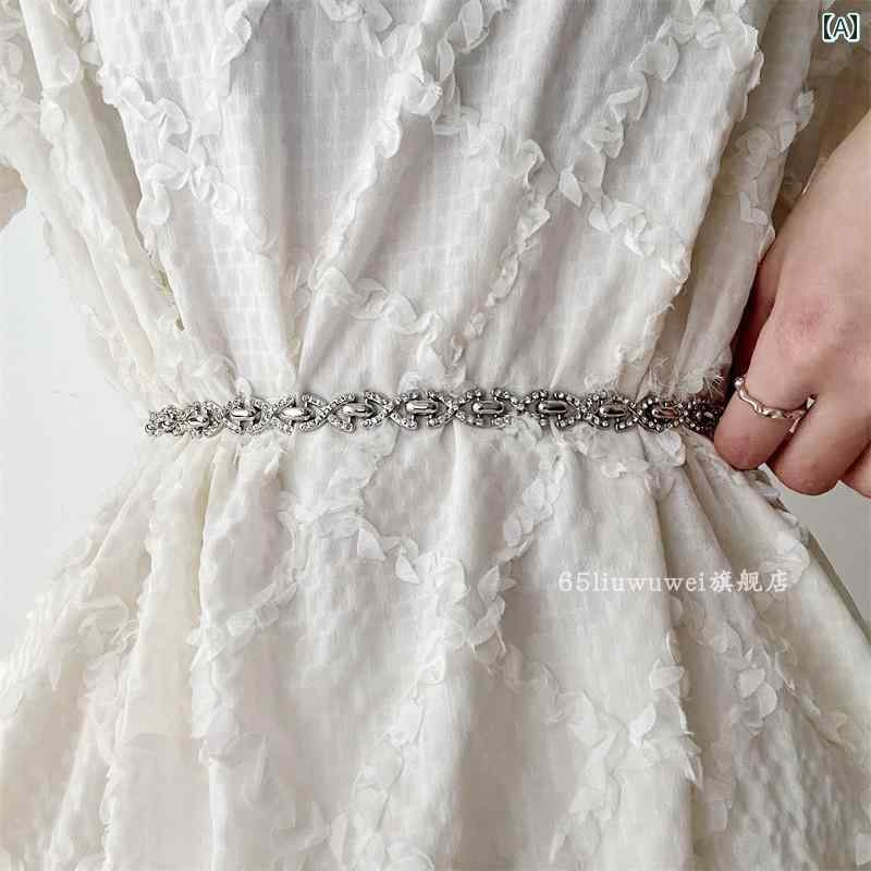 チェーンベルト レディース ウエスト きらきら 装飾 メタル 夏 スリム ウエストマーク ドレス シャツ ワンピース パンツ 合わせやすい