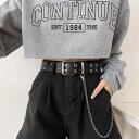 チェーンベルト レディース メンズ 黒 ヒップホップ系 おしゃれ かっこいい デニム パンツ 合わせ ゆったり 調節可 夏 韓国 カジュアル コーデ ユニセックス(4)