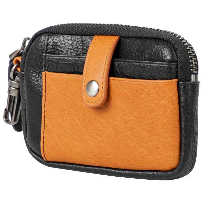 キーケース メンズ 牛革 小さめ カードホルダー 大容量 小銭入れ おしゃれ 普段使い カジュアル ジッパー 免許証 ポーチ オレンジ 茶 黒