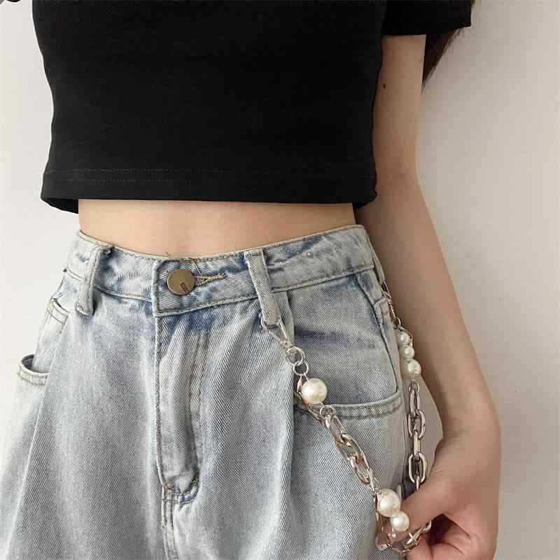 ベルト チェーン レディース パール ズボン パンツ アクセサリー 夏 装飾 メンズ おしゃれ カジュアル 普段使い 上品 金属 シルバー