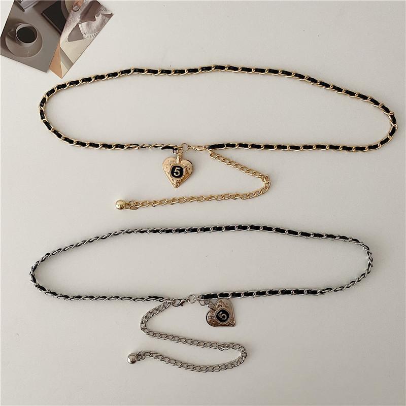 ベルト チェーン レディース ハート メタル ウエスト 装飾 スカート ジーンズ アクセサリー 金属 おしゃれ カジュアル 普段使い デート シルバー ゴールド