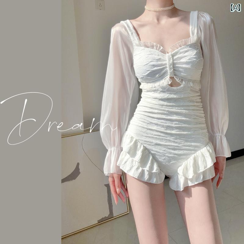 レディース 夏 水着 ビキニ 長袖 おしゃれ リゾート 旅行 ビーチ 海水浴 プール サマーレジャー 韓国 スタイル ルース 日焼け防止 服 白 シャツ スカート カーディガン カバー アップ 女性