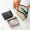 ファスナー メッシュバッグ レディース ハート かわいい 持ち運び 便利 小さめ 大容量 コスメ 収納 シンプル ナチュラル 韓国 旅行 スクエア 半円 ベージ...