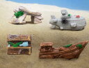 アクアリウム オブジェ 水槽 オーナメント 装飾品 内装 レイアウト インテリア 樹脂 鑑賞 熱帯魚 亀 家庭用 小さめ 宝箱 木造船 潜水艦