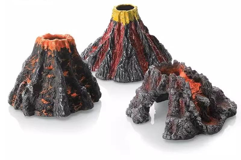 アクアリウム オブジェ 隠れ家 水槽 オーナメント 装飾品 レイアウト インテリア 樹脂 鑑賞 淡水 熱帯魚 亀 水族館 小さめ 火山