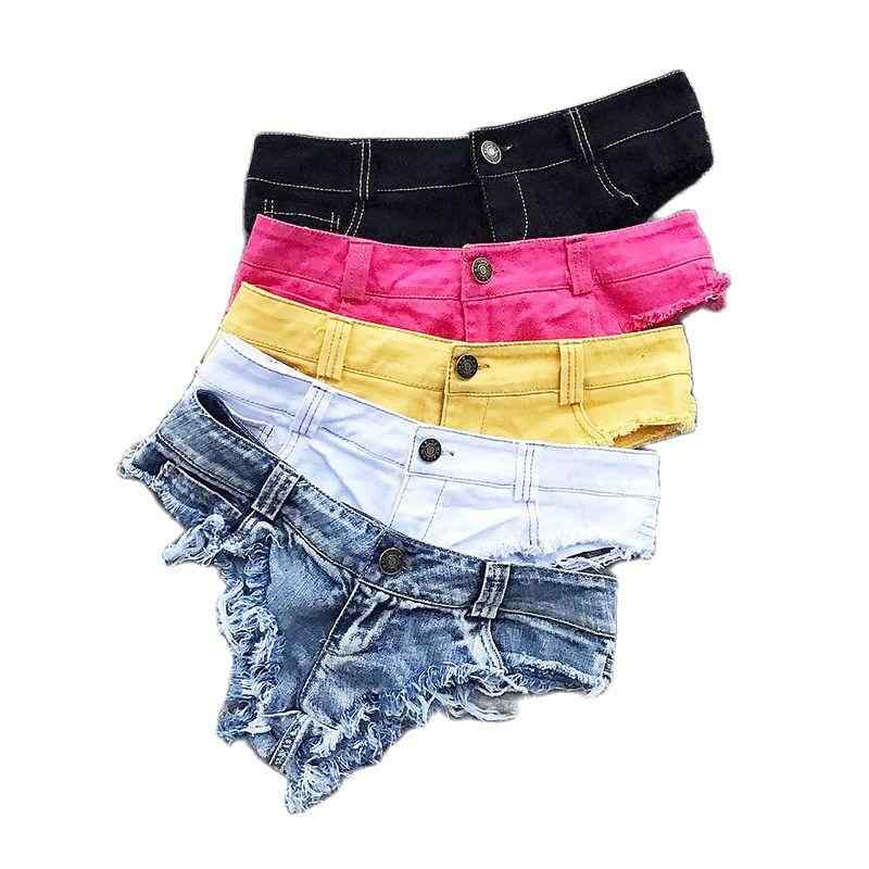 Low Rise Jeans - ショートパンツ レディース おしゃれ ローライズ ダメージ加工 セクシー 裾フリンジ デニム