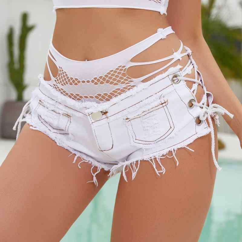 Short Pants - デニムパンツ レディース おしゃれ 夏 セクシー アメリカン ショートパンツ ローライズ クラブ系