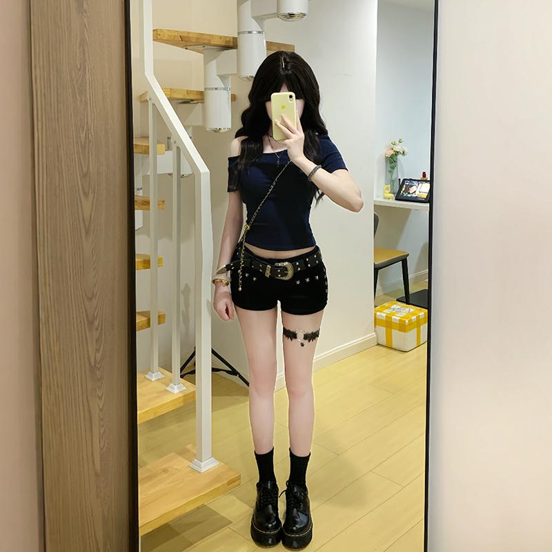マイクロミニ ショートパンツ おしゃれ セクシー レディース 黒 ローライズ タイト ストレッチ 美脚 夏 アメリカン スリム 大人 カジュアル