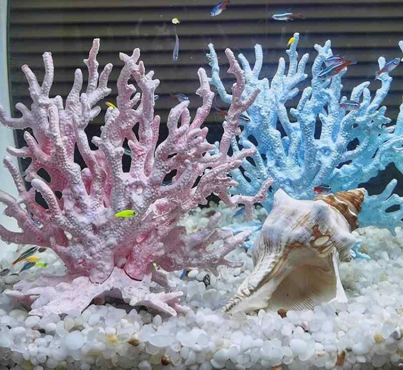 アクアリウム オブジェ 水槽 造園 オーナメント 装飾品 内装 レイアウト インテリア 樹脂 鑑賞 熱帯魚 亀 水族館 サンゴ 青 赤 白