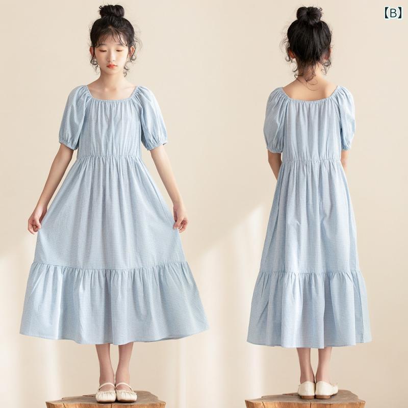 ワンピース キッズ 女の子 ジュニア おしゃれ 夏 半袖 プリーツ オフショルダー パ...
