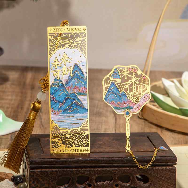しおり 金属 おしゃれ ブックマーク チャイナ風 光沢 レトロ 卒業 記念 お祝い ギフト 漢字 山 鯉 先生 読書 小さめ タッセル ペンダント 装飾
