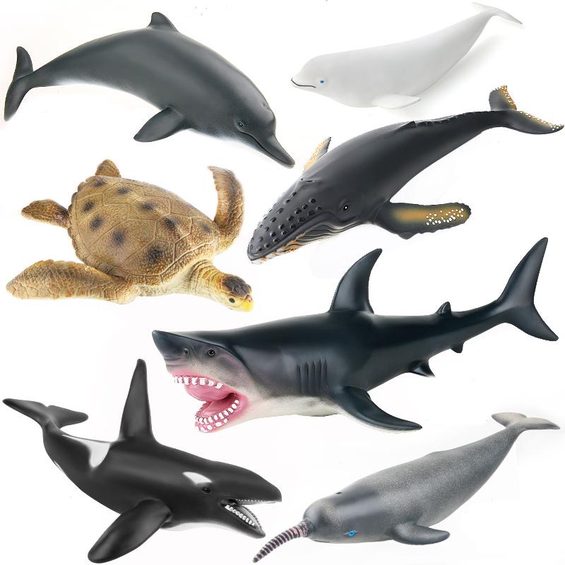 海の生き物 おもちゃ ソフトラバー フィギュア リアル 大きい サメ ウミガメ イルカ 子供 教育 プレゼント 中綿 模型 ホビー コレクション インテリア