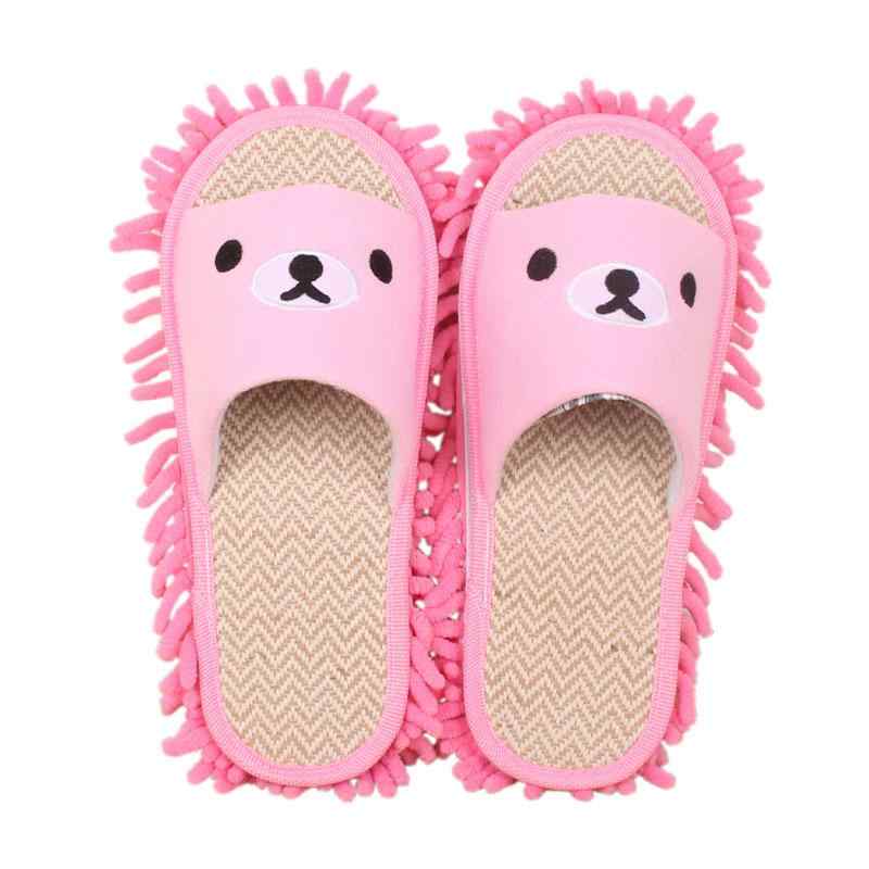 スリッパ モップ レディース メンズ 子供 大人 オープントゥ ルームシューズ 滑り止め 歩くだけ 掃除 床拭き 静音 洗える 取り外し リビング 玄関 キッチン シンプル かわいい 黒 青 ピンク ストライプ チェック クマ柄