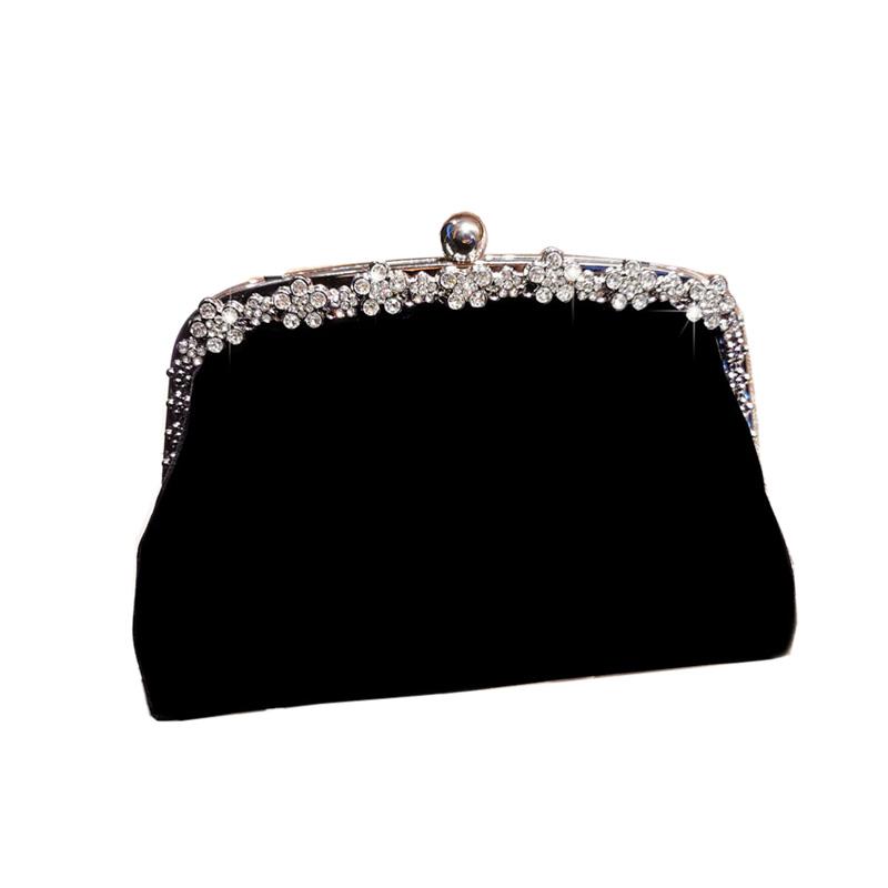 フォーマルバッグ レディース 手提げ クラッチ ベルベット 合金 きらきら 大容量 パーティー エレガント 上品 黒