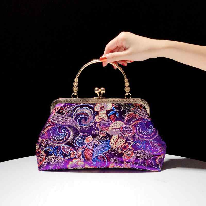 フォーマルバッグ レディース パーティー 結婚式 チャイナ風 宴会 クラッチ きらきら 花柄 上品 エレガント ハンドバッグ 小さめ