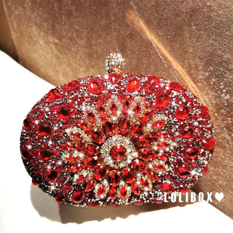 フォーマルバッグ レディース きらきら フラワー ストーン サンフラワー オーバル ミニ ハンドバッグ パーティー チャイナドレス クラッチ