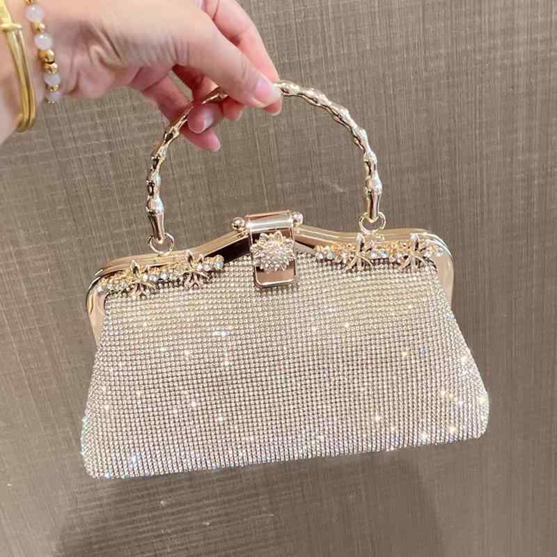 ハンドバッグ レディース フォーマル 結婚式 パーティー 二次会 披露宴 きらきら ストーン がま口 手提げ 新婦 母親 上品 エレガント 和装 チャイナ風