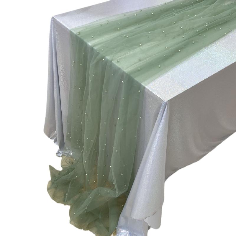 テーブルクロス おしゃれ パール ウェディング アーチ デコレーション ベール 誕生日 パーティー 薄手 ..