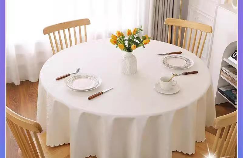 テーブルクロス おしゃれ 防水 耐油 耐熱 ホテル レストラン 家庭用 円形 大きめ 生地 シンプル 欧風 普段使い パーティー 装飾 PU 白 アイボリー グレー