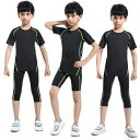 スポーツウェア 上下 セットアップ キッズ メンズ レディース 大きいサイズ 半袖 Tシャツ ハーフ 7分丈 レギンス 通気 吸汗 速乾性 柔らかい 陸上競技 トレーニング バスケットボール サッカー バドミントン 体操 ランニング 部活 練習 黒