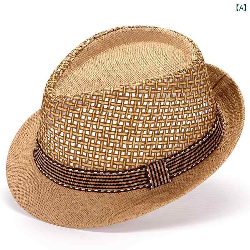 帽子 メンズ おしゃれ ハット 春夏 父親 日焼け防止 通気性 目立つリボン 涼しい 軽量 シンプル シニア 透け感 ナチュラルカラー つば広