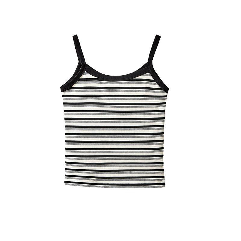 サマーニット ノースリーブ レディース ストライプ柄 キャミソール 夏 スーツ アウターウェア トップス インナー おしゃれ カジュアル 普段使い オフィス 黒 カーキ 茶