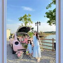 親子 ペアルック ワンピース リゾート 旅行 リンクコーデ カジュアル おしゃれ 韓国 キャミ プリーツ ビーチ ロング 夏 母 娘 柔らかい 青 シンプル 写真 撮影