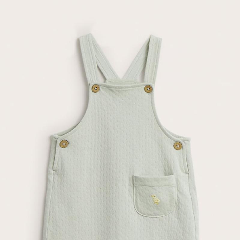 サロペット ベビー 春夏 小鳥刺繍 ロング丈 シンプル おしゃれ 可愛い 体型カバー 着回し コーデュロイ風