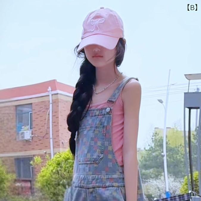 サロペット 女の子 キッズ 夏 アメリカン ヴィンテージ風 ダメージ加工 ワイドパン...