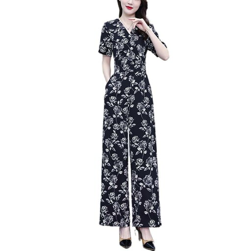 オールインワン パンツ レディース おしゃれ 花柄 ワイドパンツ スタイリッシュ 脚長効果 着痩せ 夏 オールインワン パンツ レディース おしゃれ 花柄 ワイドパンツ スタイリッシュ 脚長効果 着痩せ 夏