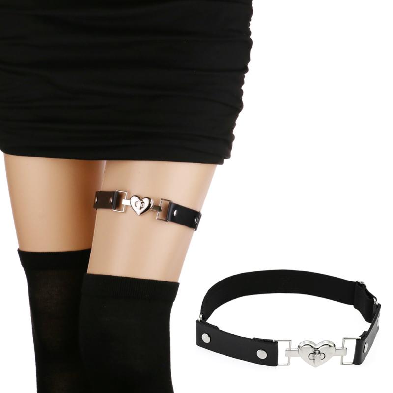 太もも アクセサリー ガーターリング パンク 上品 レディース おしゃれ カジュアル デート PUレザー ハート 弾力性 韓国 黒 白 黄