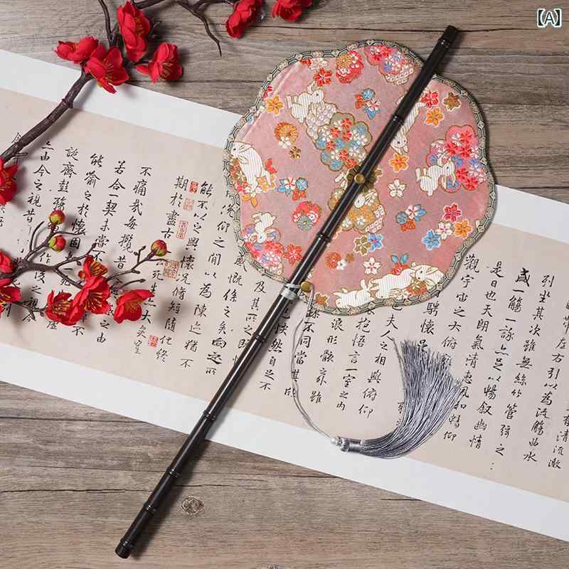 中国 扇子 レトロ 紫竹 ロング柄 巻き取り式 うちわ 漢服 チャイナドレス 小物 装飾品 腰扇 おしゃれ ..