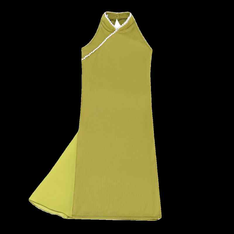 チャイナ風 ワンピース 衣装 女の子 キッズ 子供 ノースリーブ タイト ショート丈 ダンス 舞台 演奏会 発表会 伝統 中国風 ステージ パフォーマンス