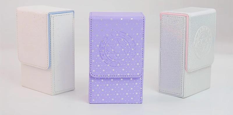 タロットカード ポーチ かわいい エンボス加工 星型 占い 収納 整理 レザー ボックス 防水 保護 フィルム スクエア キラキラ 白 紫 トランプ