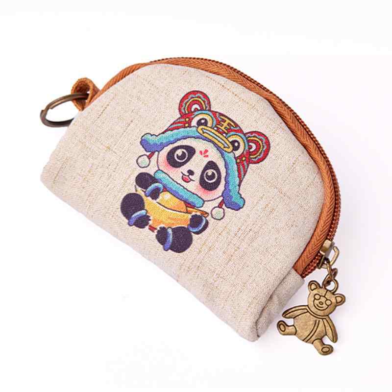 財布 レディース おしゃれ 母の日 プレゼント ミニサイズ かわいい パンダ 刺繍 布 キャンバス 中国風 ..