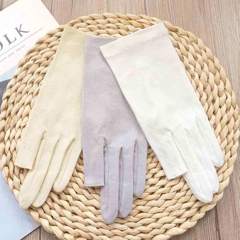 手袋 レディース おしゃれ 綿 春夏 薄手 通気性 吸汗 日焼け防止 ショート 指先開き タッチパネル