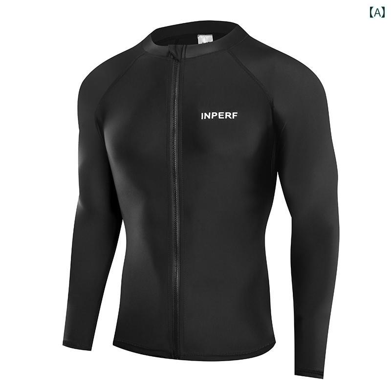 ラッシュガード メンズ 水着 大きいサイズ 長袖 トップス ナイロン ジップアップ ...